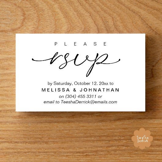 RSVP Hochzeiten per Telefon oder E-Mail Begleitkarte