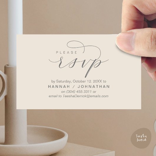 RSVP Hochzeiten per Telefon oder E-Mail Begleitkarte