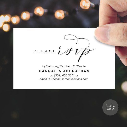 RSVP Hochzeiten per Telefon oder E-Mail Begleitkarte