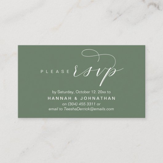 RSVP Hochzeiten per Telefon oder E-Mail Begleitkarte (Vorderseite)