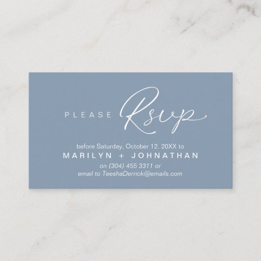 RSVP Hochzeiten per Telefon oder E-Mail Begleitkarte (Vorderseite)