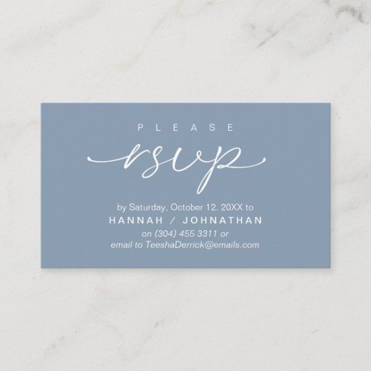 RSVP Hochzeiten per Telefon oder E-Mail Begleitkarte (Vorderseite)