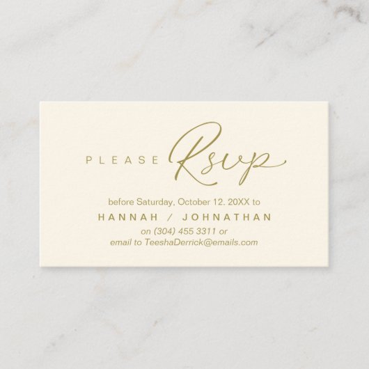 RSVP Hochzeiten per Telefon oder E-Mail Begleitkarte (Vorderseite)