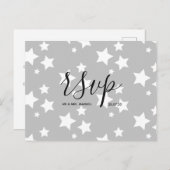 Rsvp-Hochzeitkarte | Graue Sterne Script Postcard Einladungspostkarte (Vorne/Hinten)