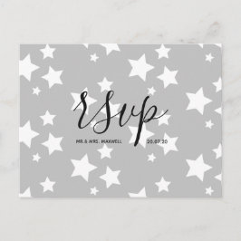 Rsvp-Hochzeitkarte | Graue Sterne Script Postcard Einladungspostkarte