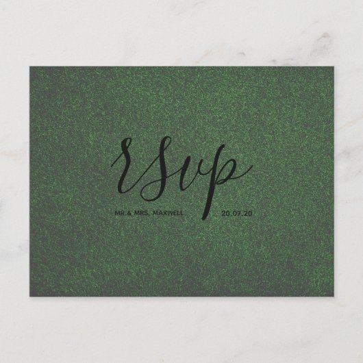 Rsvp-Hochzeitkarte | Green Grass Script Postcard Einladungspostkarte (Vorderseite)