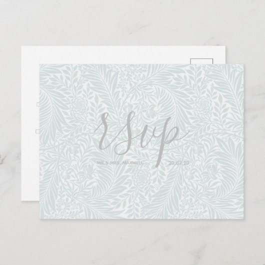 Rsvp-Hochzeitkarte | Klassischer Blumenzitat Einladungspostkarte (Vorne/Hinten)