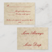 RSVP-Hochzeitkarte - Liebe immer Liebe Tiefe Begleitkarte (Vorne/Hinten)