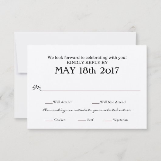 RSVP-Hochzeitkarte mit MEAL-Auswahl RSVP Karte (Vorderseite)
