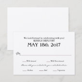 RSVP-Hochzeitkarte mit MEAL-Auswahl RSVP Karte (Vorne/Hinten)