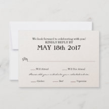 RSVP-Hochzeitkarte mit MEAL-Auswahl