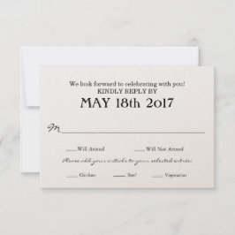 RSVP-Hochzeitkarte mit MEAL-Auswahl RSVP Karte