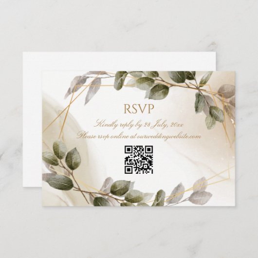 RSVP-Hochzeitkarte mit QR-Code-Imitaten Gold Folia RSVP Karte (Vorne/Hinten)