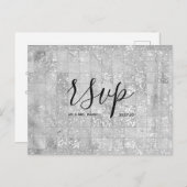 Rsvp-Hochzeitkarte | Moderne graue Script Postcard Einladungspostkarte (Vorne/Hinten)