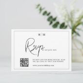 Rsvp-Hochzeitkarte , Monogramm-uAwg mit QR-Code RSVP Karte (Stehend Vorderseite)