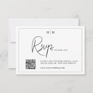 Rsvp-Hochzeitkarte , Monogramm-uAwg mit QR-Code RSVP Karte