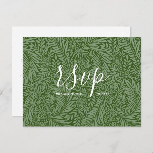 Rsvp-Hochzeitkarte | Nature Vibes Script Einladungspostkarte (Vorne/Hinten)