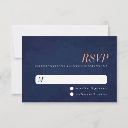 RSVP-Hochzeitkarte, Navy Blue Texture RSVP Karte (Vorderseite)
