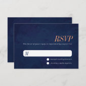 RSVP-Hochzeitkarte, Navy Blue Texture RSVP Karte (Vorne/Hinten)