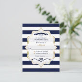RSVP-Hochzeitkarte | Navy, White Imitats Burlap St Einladung (Stehend Vorderseite)