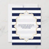 RSVP-Hochzeitkarte | Navy, White Imitats Burlap St Einladung (Rückseite)