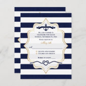 RSVP-Hochzeitkarte | Navy, White Imitats Burlap St Einladung (Vorne/Hinten)