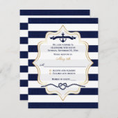 RSVP-Hochzeitkarte | Navy, White Imitats Burlap St RSVP Karte (Vorne/Hinten)