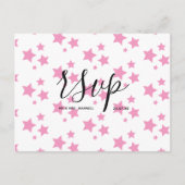 Rsvp-Hochzeitkarte | Pink Stars Script Postcard Einladungspostkarte (Vorderseite)
