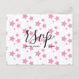 Rsvp-Hochzeitkarte | Pink Stars Script Postcard Einladungspostkarte