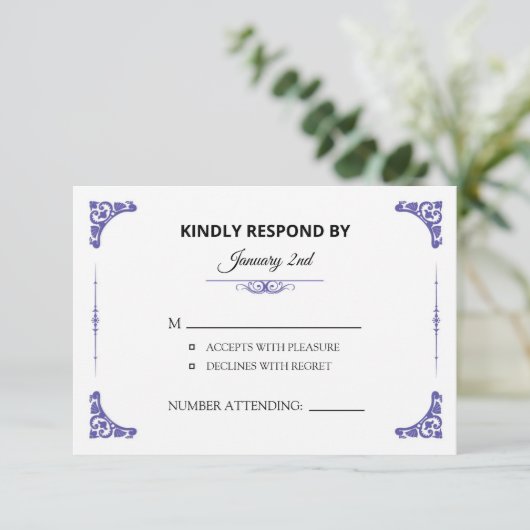 RSVP-Hochzeitkarte RSVP Karte (Stehend Vorderseite)