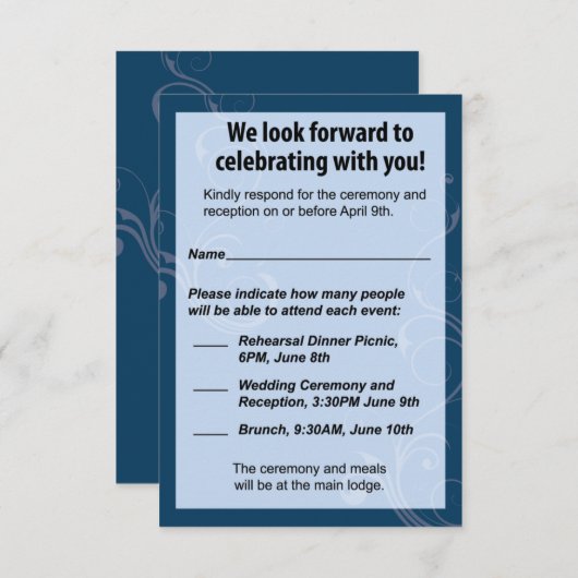 RSVP-Hochzeitkarte RSVP Karte (Vorne/Hinten)