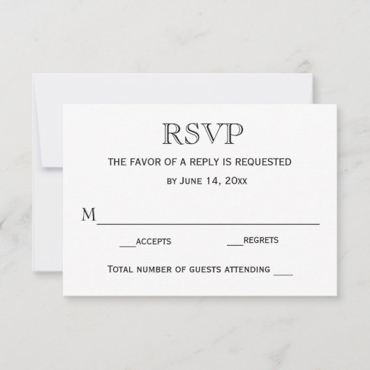 RSVP-Hochzeitkarte / Schwarz/Weiß RSVP Karte (Vorderseite)