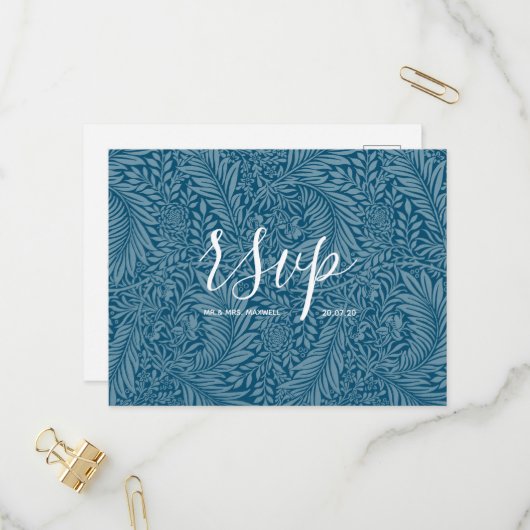 Rsvp-Hochzeitkarte | Sea Vibes Script Einladungspostkarte (Vorderseite/Rückseite Beispiel)