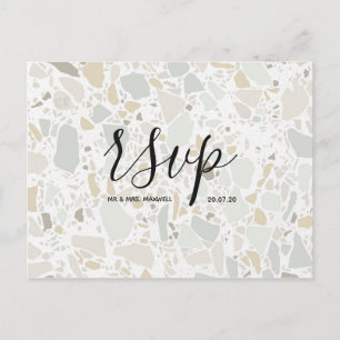 Rsvp-Hochzeitkarte Terrazzo Script Postcard Einladungspostkarte