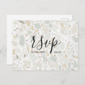 Rsvp-Hochzeitkarte | Terrazzo Script Postcard Einladungspostkarte (Vorne/Hinten)
