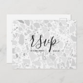 Rsvp-Hochzeitkarte | Terrazzo Script Postcard Einladungspostkarte (Vorne/Hinten)