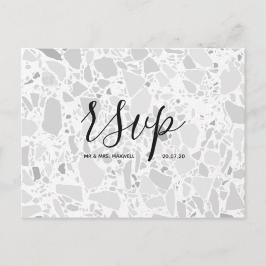 Rsvp-Hochzeitkarte | Terrazzo Script Postcard Einladungspostkarte (Vorderseite)