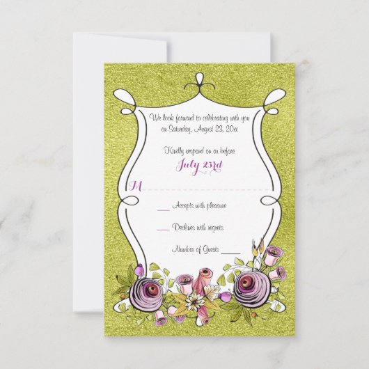 RSVP-Hochzeitkarte | Whimsisches Wasserfarben Flor Einladung (Vorderseite)