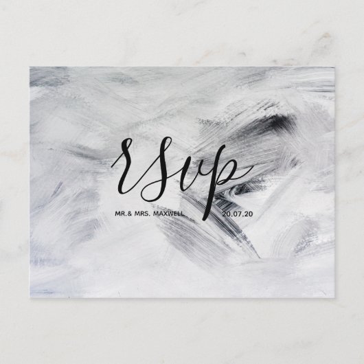 Rsvp-Hochzeitkarte | White Artwork Script Postcard Einladungspostkarte (Vorderseite)