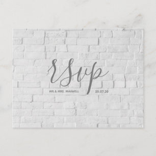 Rsvp-Hochzeitkarte White Brick Script Postcard Einladungspostkarte