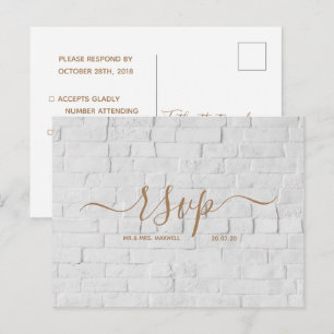 Rsvp-Hochzeitkarte White Brick Script Postcard Einladungspostkarte