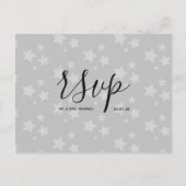 Rsvp-Hochzeitkarte | White Stars Script Postcard Einladungspostkarte (Vorderseite)