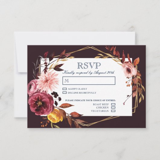 RSVP-Hochzeitkarten mit Wahlmöglichkeit RSVP Karte (Vorderseite)