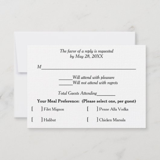 RSVP Hochzeitkarten Weiße Limone Hydrangea (Rückseite)