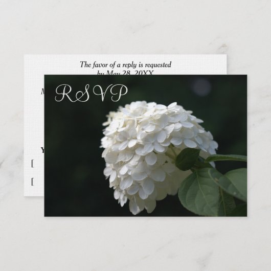 RSVP Hochzeitkarten Weiße Limone Hydrangea (Vorne/Hinten)