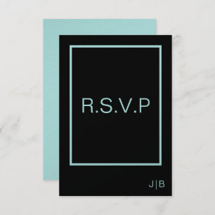 RSVP-Hochzeitskarte aquamarin, schwarz und weiß RSVP Karte