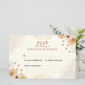 RSVP-Hochzeitskarte mit Creme Floral Design (Stehend Vorderseite)