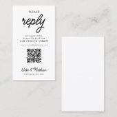 RSVP-Hochzeitskarte mit QR-Code minimal einfach Visitenkarte (Vorne/Hinten)