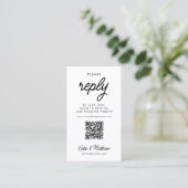 RSVP-Hochzeitskarte mit QR-Code minimal einfach Visitenkarte (Stehend Vorderseite)