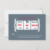RSVP-Hochzeitsmaschine für graue und rote Steckplä RSVP Karte (Vorderseite)
